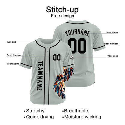 Benutzerdefinierte Baseball Jersey Personalisierte Baseball Shirt genäht und Druck Grau