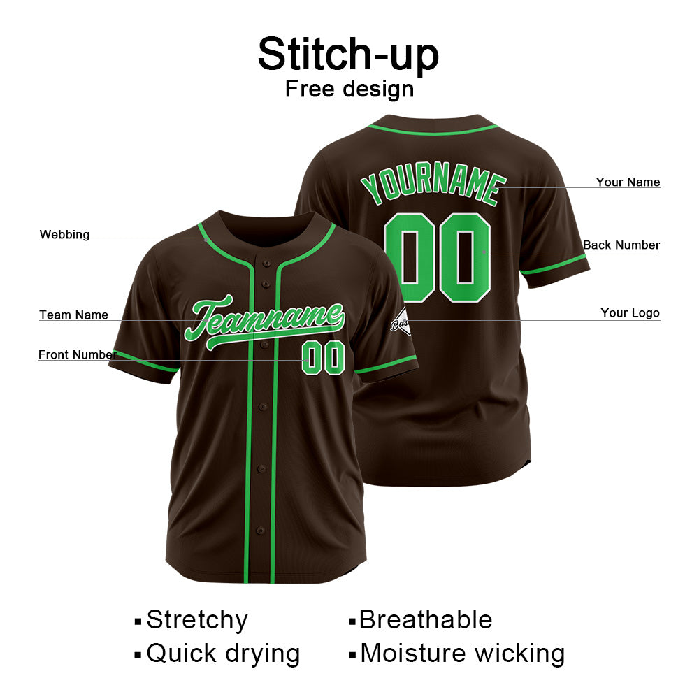 Benutzerdefinierte Authentisch Baseball-Trikot Braun-Grün