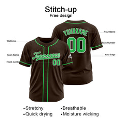 Benutzerdefinierte Authentisch Baseball-Trikot Braun-Grün