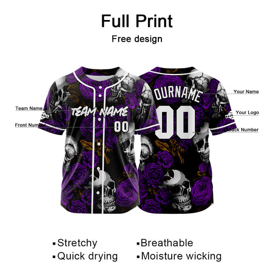 Benutzerdefinierte Baseball Jersey Personalisierte Baseball Shirt genäht und Druck Lila