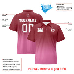 Benutzerdefinierte Burgund Rosa Fußball Gradient Polo-Shirts Fügen Sie Ihr Einzigartiges hinzu Logo/Name/Nummer