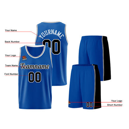 Individuelle Königs-Schwarz Basketball Jersey Shorts für Männer und Frauen Gestickter und gedruckter Name, Nummer und Logo