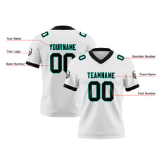 Benutzerdefinierte Weiß Schwarz Fußball Trikots Personalisierter Name Nummer Logo