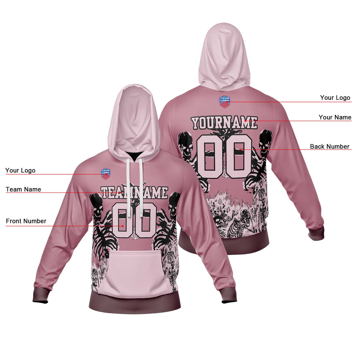 Benutzerdefinierter Sweatshirt-Hoodie für Mann, Frau, Mädchen, Junge. Drucken Sie Ihr Logo, Ihren Namen und Ihre Nummer