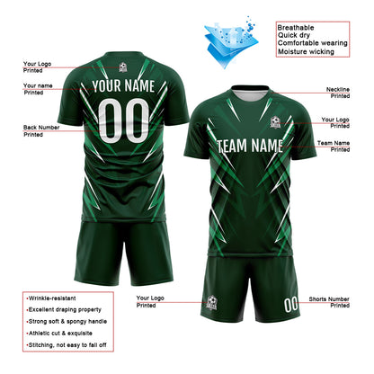 Benutzerdefinierte Drak Grün Fußball Trikots für Männer Frauen Personalisierte Fußball Uniformen für Erwachsene und Kind