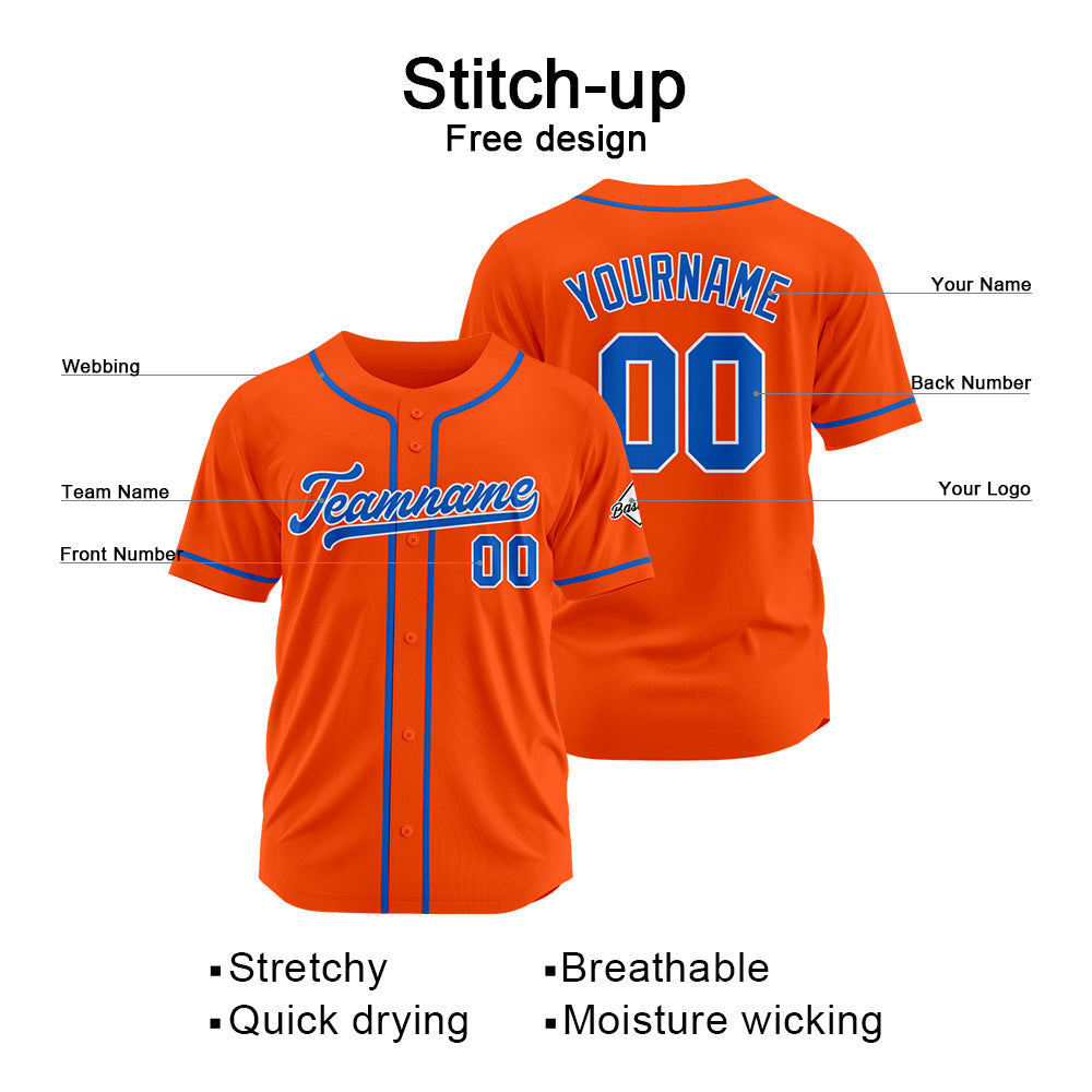 Benutzerdefinierte Authentisch Baseball-Trikot Orange-königlich