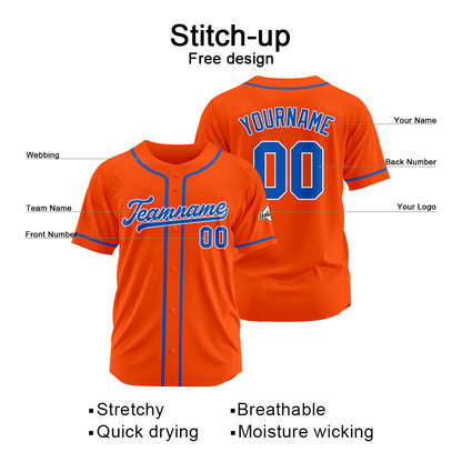 Benutzerdefinierte Authentisch Baseball-Trikot Orange-königlich