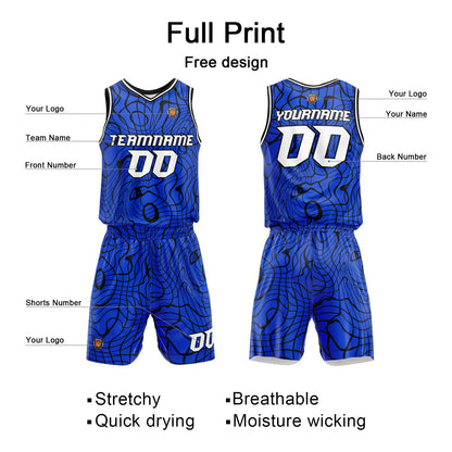 Benutzerdefinierter Blau Basketball Jersey Uniform Anzug gedruckt Ihr Logo Name Nummer