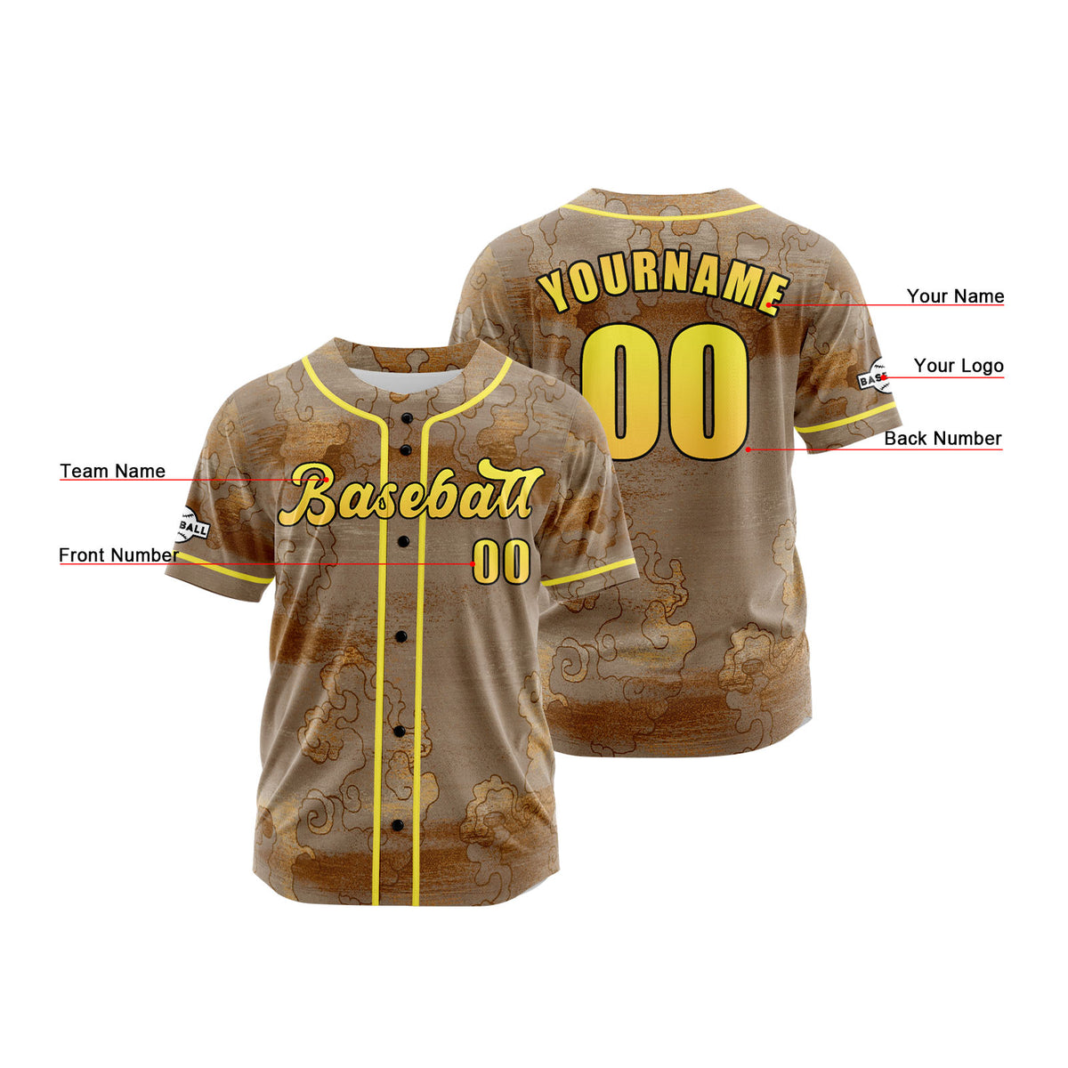 Benutzerdefiniert Braun Baseball Uniformen Drucken für Jungs Mädchen und Kinder Machen Ihr Team Mehr Vielfältig