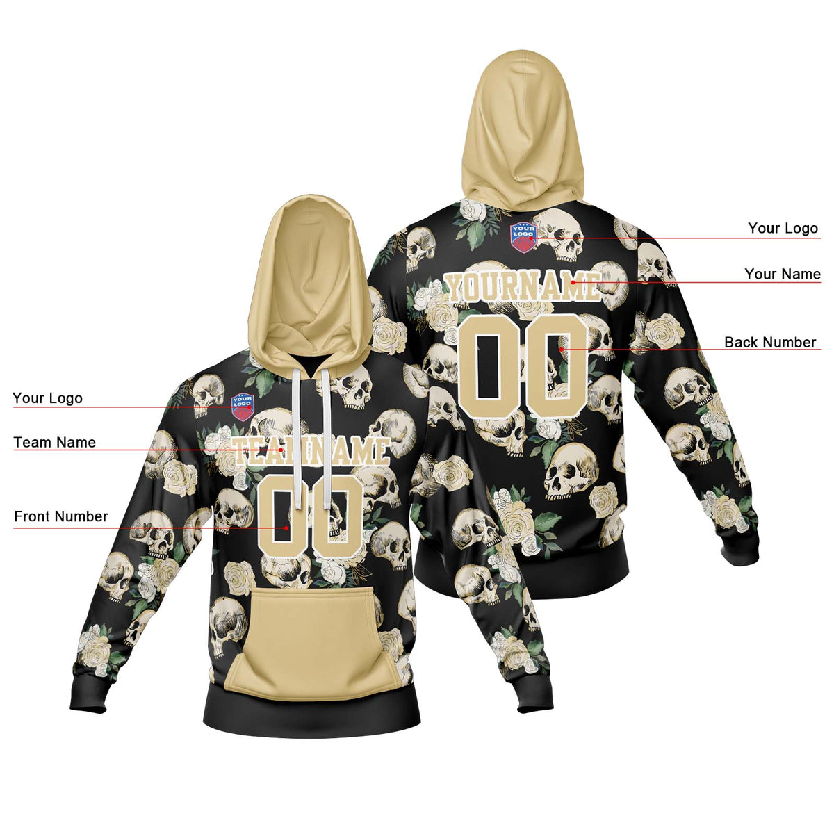 Benutzerdefinierter Sweatshirt-Hoodie für Mann, Frau, Mädchen, Junge. Drucken Sie Ihr Logo, Ihren Namen und Ihre Nummer