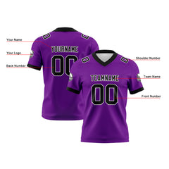 Benutzerdefinierte Lila Schwarz Fußball Trikots Personalisierter Name Nummer Logo