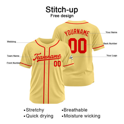 Benutzerdefinierte Authentisch Baseball-Trikot Gold-Rot