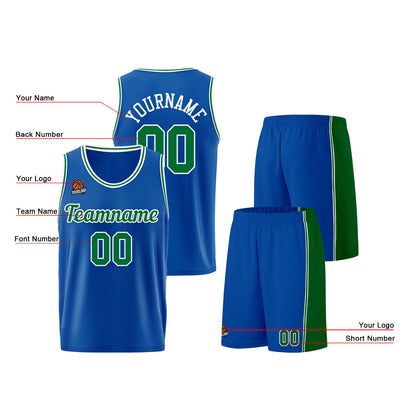 Individuelle Königs-Grün Basketball Jersey Shorts für Männer und Frauen Gestickter und gedruckter Name, Nummer und Logo