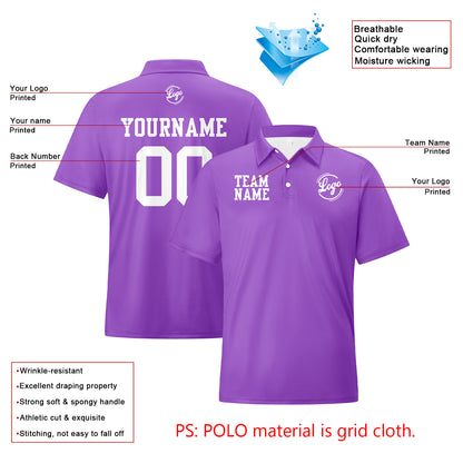 Benutzerdefinierte Lila Weiß Fußball Polo-Shirts Fügen Sie Ihr Einzigartiges hinzu Logo/Name/Nummer