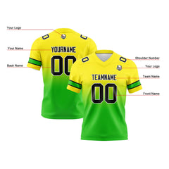 Benutzerdefinierte Gelb & Grün Gradient Fußball Trikots Personalisierter Name Nummer Logo