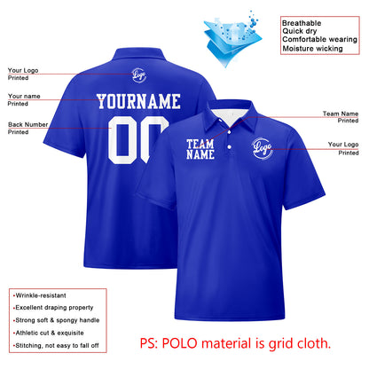 Benutzerdefinierte Royal Weiß Fußball Polo-Shirts Fügen Sie Ihr Einzigartiges hinzu Logo/Name/Nummer