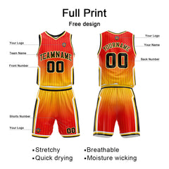 Benutzerdefinierte Rot Gelb Reversible Basketball Jersey Personalisierte Name Nummernlogo drucken