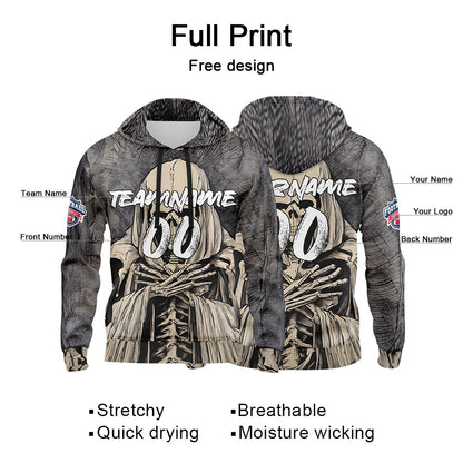Benutzerdefinierter Sweatshirt-Hoodie für Mann, Frau, Mädchen, Junge. Drucken Sie Ihr Logo, Ihren Namen und Ihre Nummer Pastor Skelett