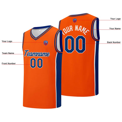 Individuelle Basketball-Jersey-Shorts für Männer und Frauen. Gestickter und gedruckter Name, Nummer und Logo Orange