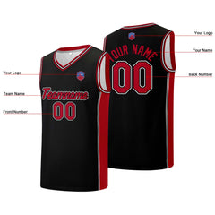 Individuelle Basketball-Jersey-Shorts für Männer und Frauen. Gestickter und gedruckter Name, Nummer und Logo Schwarz