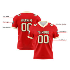 Benutzerdefinierte Rot Creme Fußball Trikots Personalisierter Name Nummer Logo