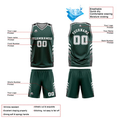 Benutzerdefinierter Grün Weiß Basketball Jersey Uniform Anzug gedruckt Ihr Logo Name Nummer
