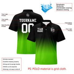 Benutzerdefinierte Schwarz Gras Grün Fußball Gradient Polo-Shirts Fügen Sie Ihr Einzigartiges hinzu Logo/Name/Nummer