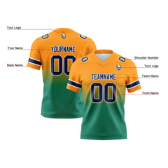 Benutzerdefinierte Orange Grün Reversibel Genäht Fußball Trikot Personalisierte Gradient Fußball Shirts für Männer gedruckt Team Name Nummer Logo