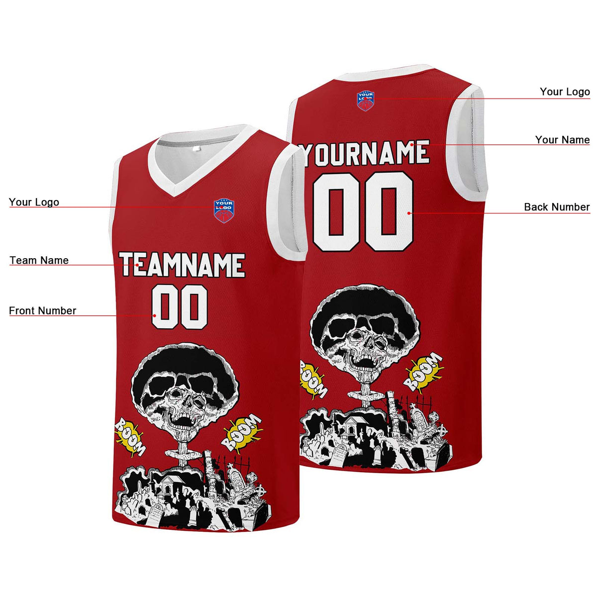 Individuelle Basketball-Jersey für Männer und Frauen. Gestickter und gedruckter Name, Nummer und Logo