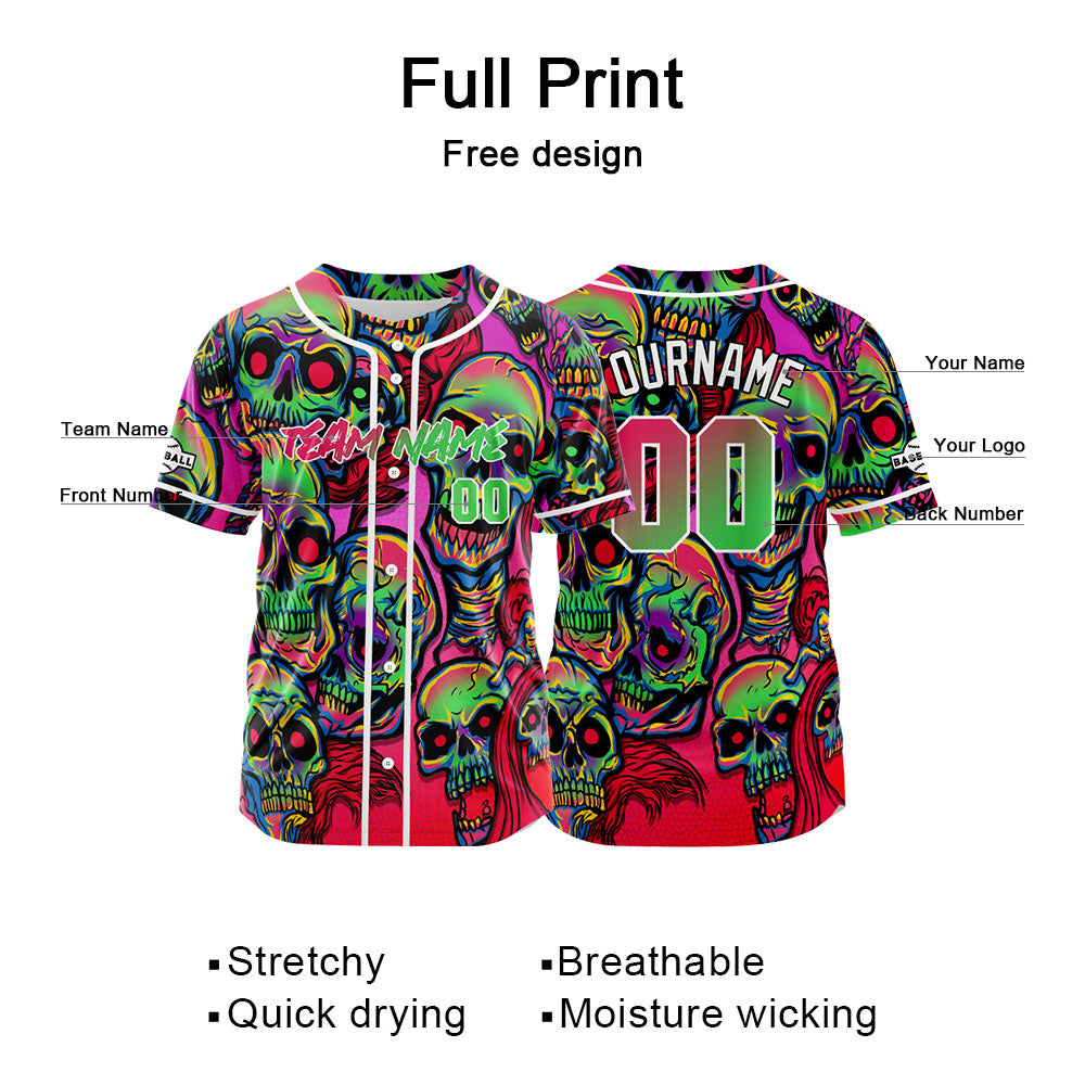 Benutzerdefinierte Baseball Jersey Personalisierte Baseball Shirt genäht und Druck Rosa&Grün