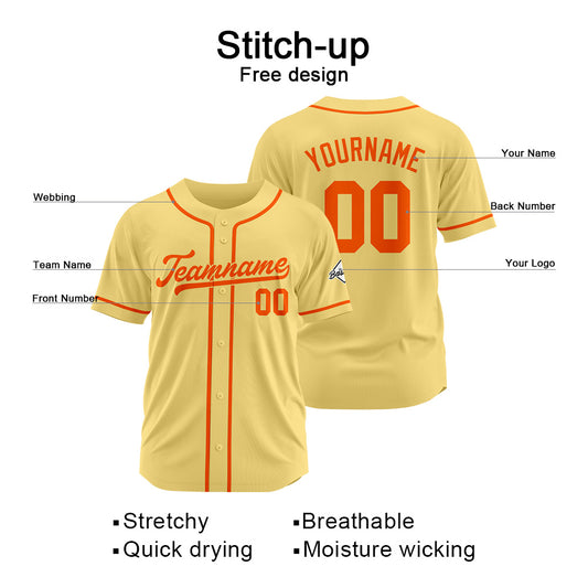 Benutzerdefinierte Authentisch Baseball-Trikot Gold-Orange