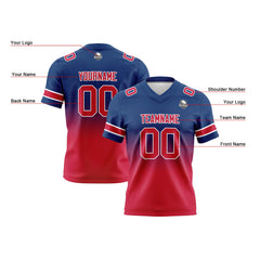 Benutzerdefinierte Marineblau & Rot Gradient Fußball Trikots Personalisierter Name Nummer Logo