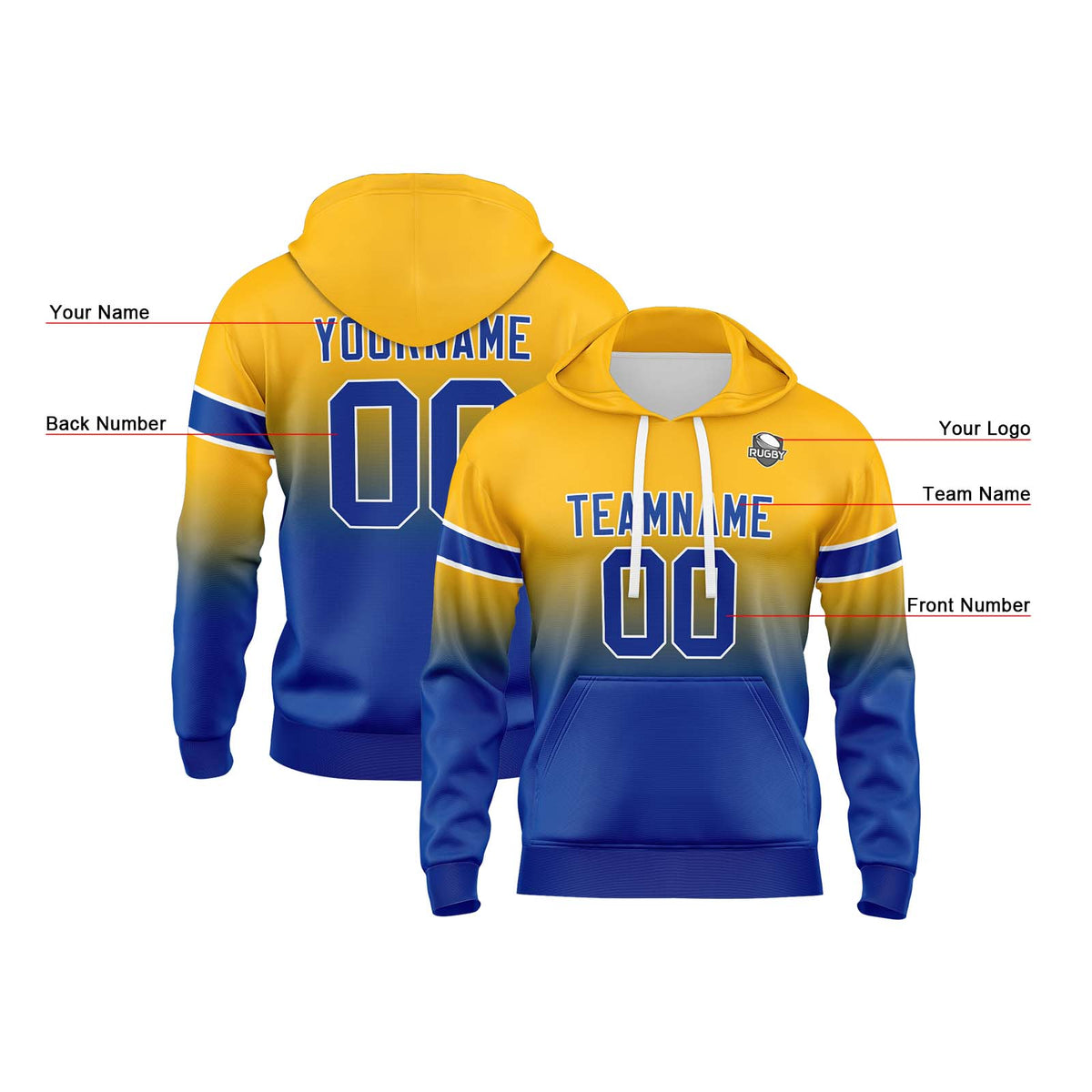 Benutzerdefinierter Verlauf Sweatshirt-Hoodie für Mann, Frau, Mädchen, Junge. Drucken Sie Ihr Logo, Ihren Namen und Ihre Nummer