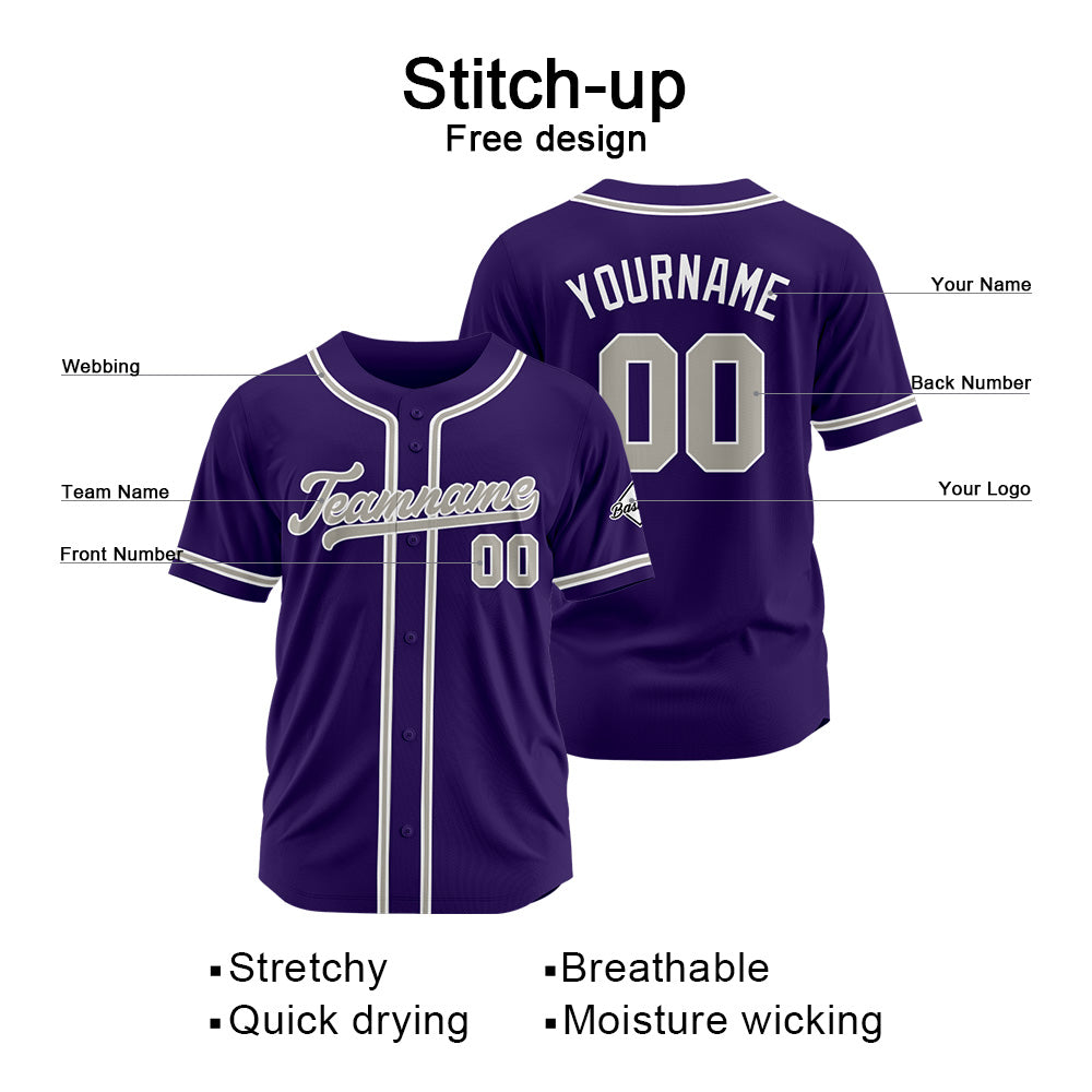 Benutzerdefinierte Authentisch Baseball-Trikot Lila Netz