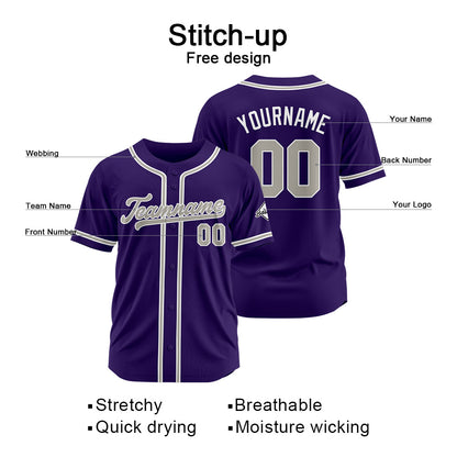 Benutzerdefinierte Authentisch Baseball-Trikot Lila Netz