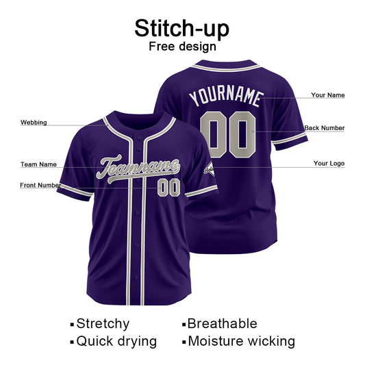 Benutzerdefinierte Authentisch Baseball-Trikot Lila Netz