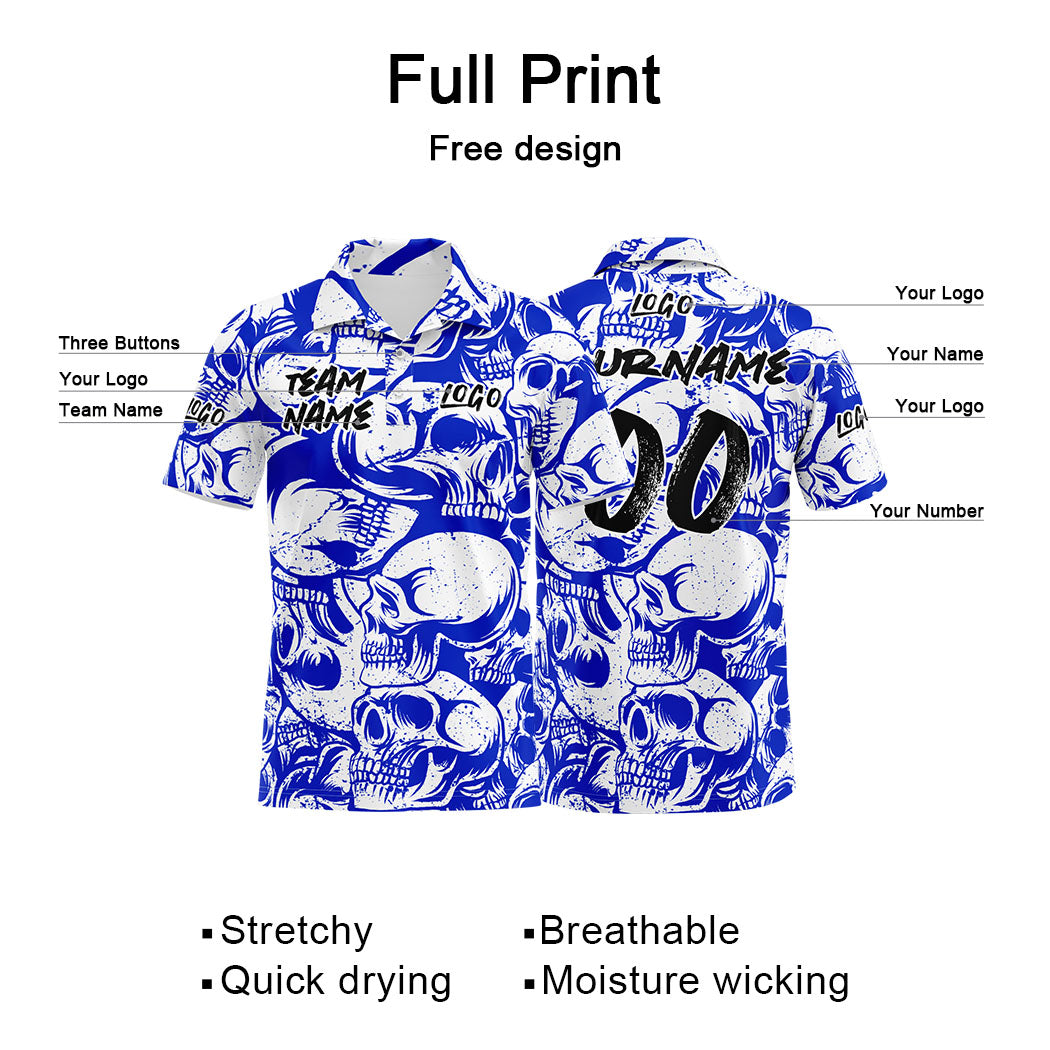 Benutzerdefiniert Polo Hemden und Personalisieren T-Shirts für Männer, Frauen und Kinder Hinzufügen Ihr Einzigartig Logo und Text Royal&Weiß