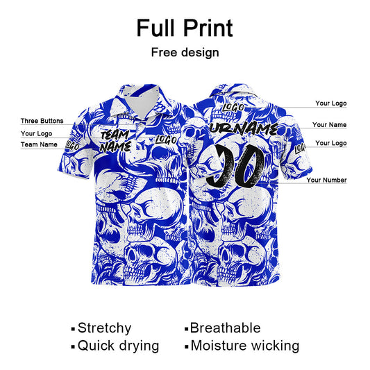 Benutzerdefiniert Polo Hemden und Personalisieren T-Shirts für Männer, Frauen und Kinder Hinzufügen Ihr Einzigartig Logo und Text Royal&Weiß