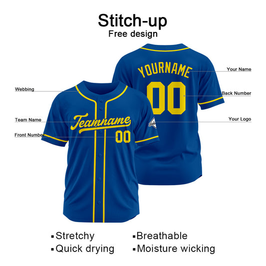 Benutzerdefinierte Authentisch Baseball-Trikot Königsgelb