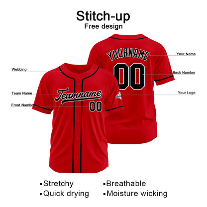 Benutzerdefinierte Authentisch Baseball-Trikot Rot schwarz
