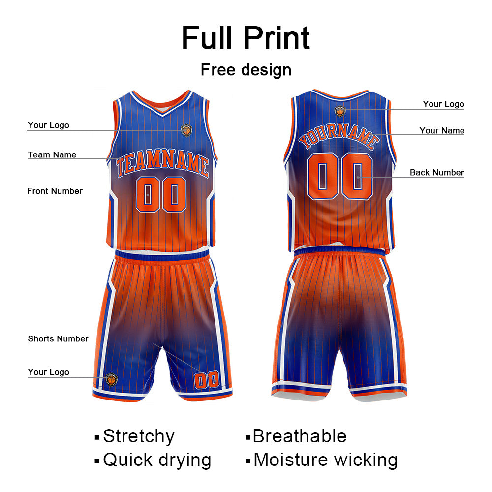 Benutzerdefinierte Royal Orange Reversible Basketball Jersey Personalisierte Name Nummernlogo drucken
