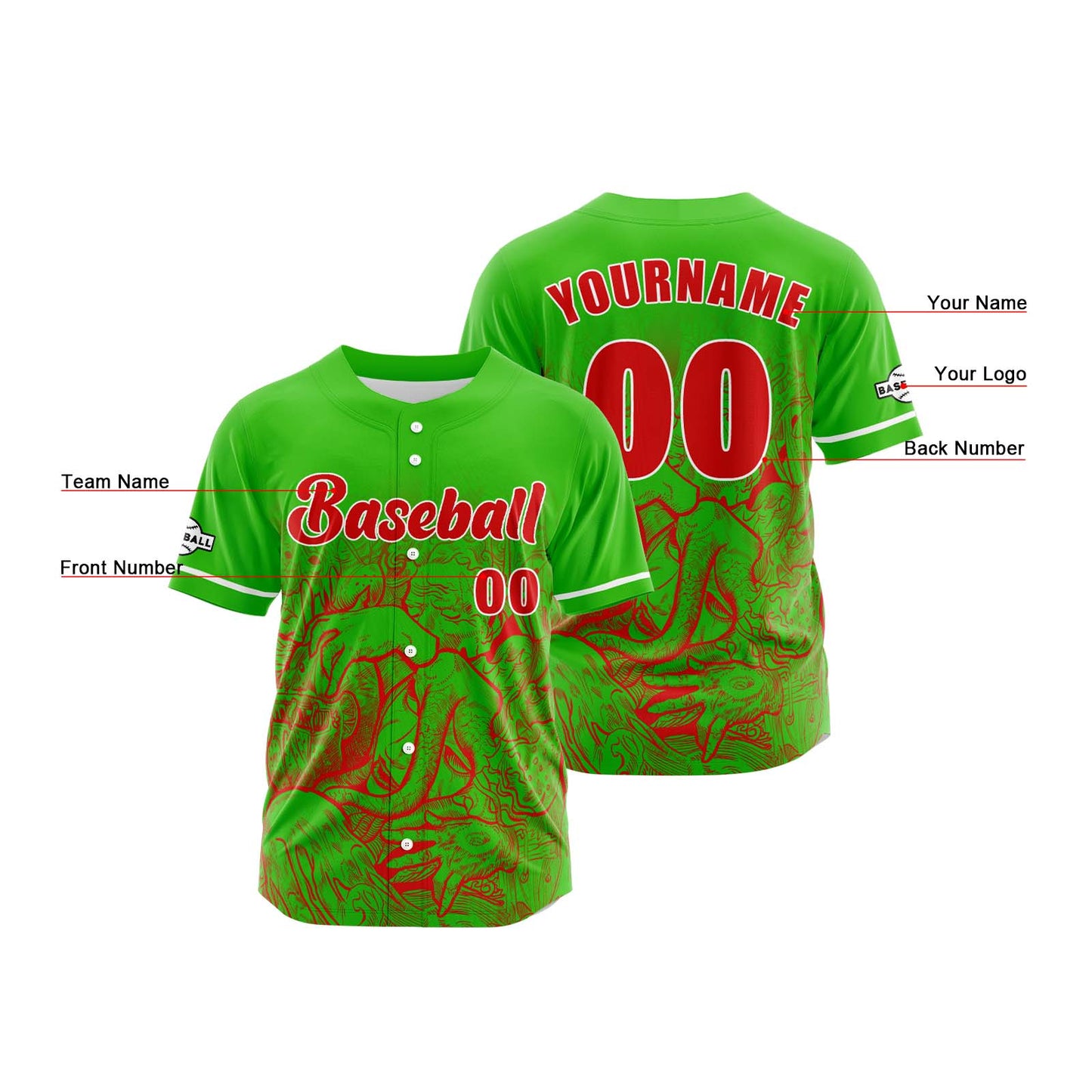 Benutzerdefiniert Grün Baseball Uniformen Drucken für Jungs Mädchen und Kinder Machen Ihr Team Mehr Vielfältig