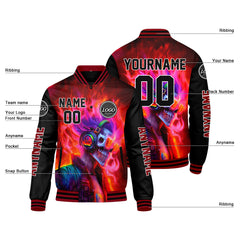 Maßgeschneiderte Rot Schwarz Letterman Varsity Jacket Individuelle Stickerei Druck nach Ihrem Wunsch