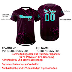 Benutzerdefiniert Lila Cyan Personalisierter Baseball Jersey mit Farbverlauf Team Uniform mit Namen und Nummer
