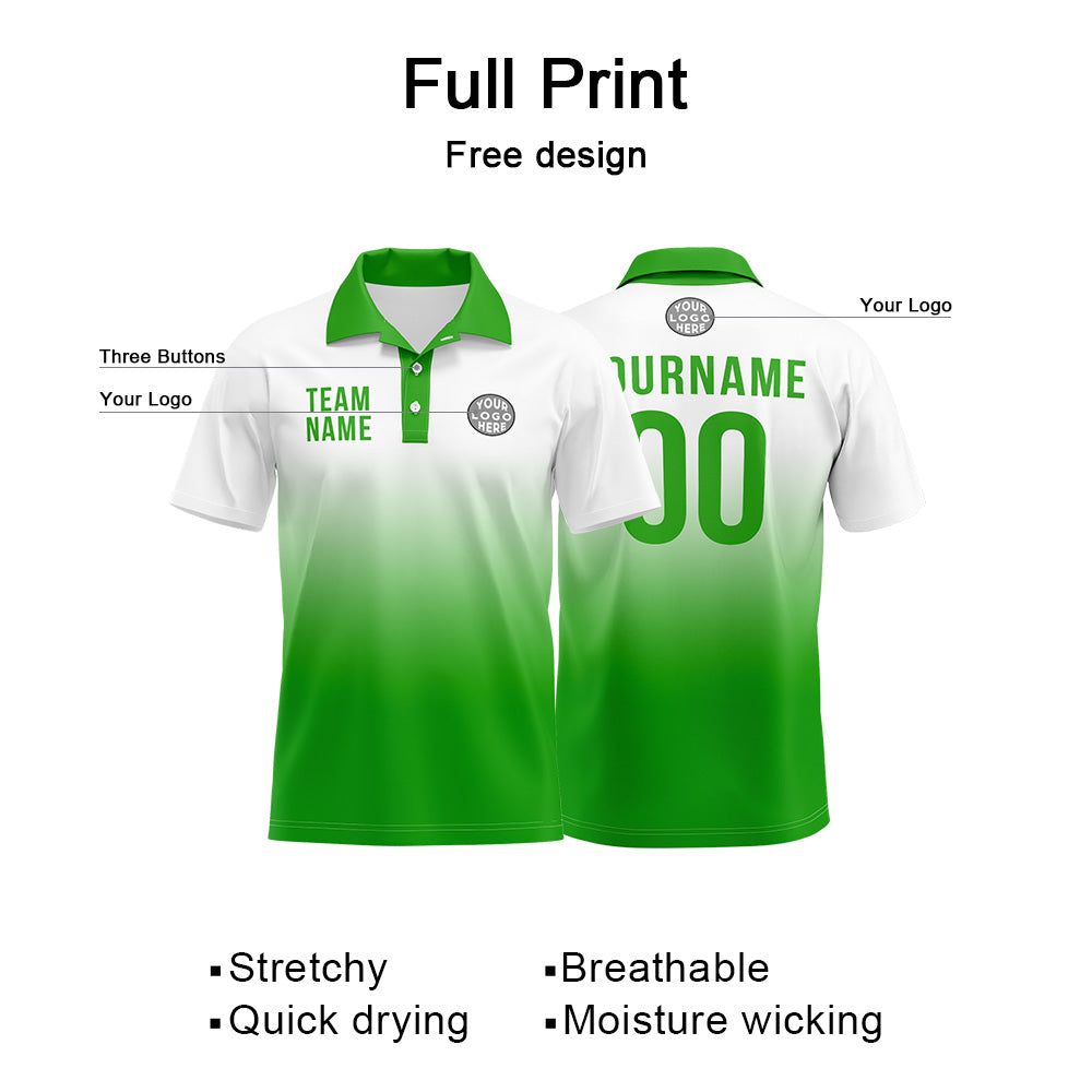 Benutzerdefinierte Grün Fußball Polo-Shirts Fügen Sie Ihr Einzigartiges hinzu Logo/Name/Nummer