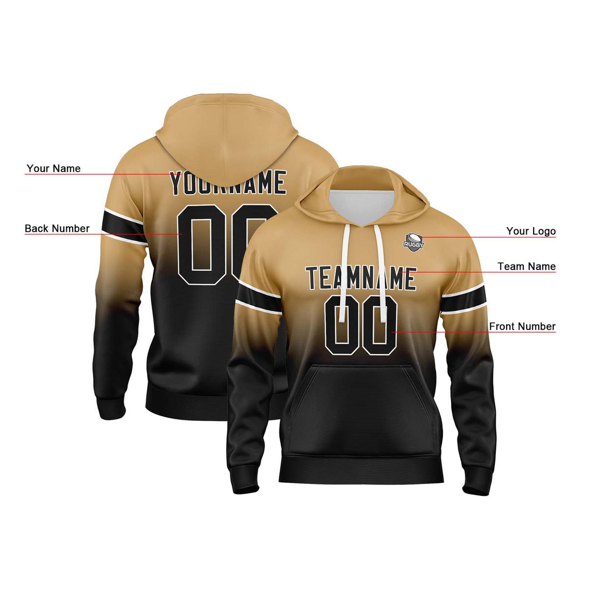 Benutzerdefinierter Verlauf Sweatshirt-Hoodie für Mann, Frau, Mädchen, Junge. Drucken Sie Ihr Logo, Ihren Namen und Ihre Nummer ﻿