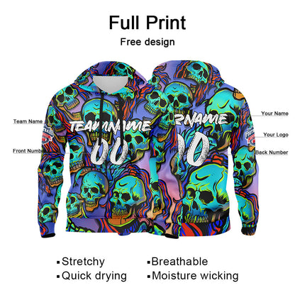 Benutzerdefinierter Sweatshirt-Hoodie für Mann, Frau, Mädchen, Junge. Drucken Sie Ihr Logo, Ihren Namen und Ihre Nummer Lila&Neon Grün