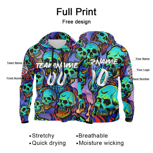 Benutzerdefinierter Sweatshirt-Hoodie für Mann, Frau, Mädchen, Junge. Drucken Sie Ihr Logo, Ihren Namen und Ihre Nummer Lila&Neon Grün