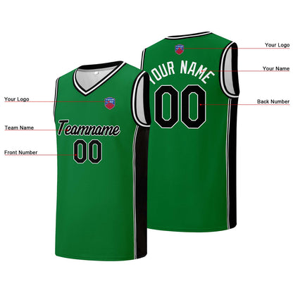 Individuelle Basketball-Jersey-Shorts für Männer und Frauen. Gestickter und gedruckter Name, Nummer und Logo Grün&Schwarz