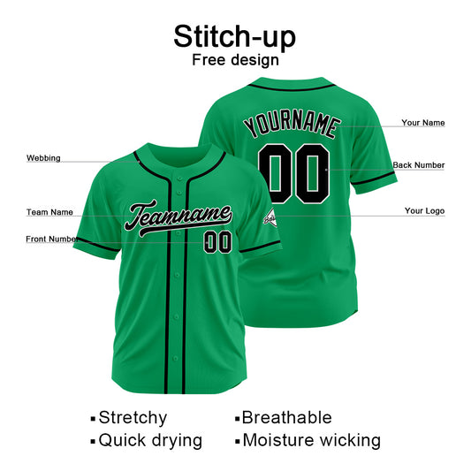 Benutzerdefinierte Authentisch Baseball-Trikot Grün Schwarz
